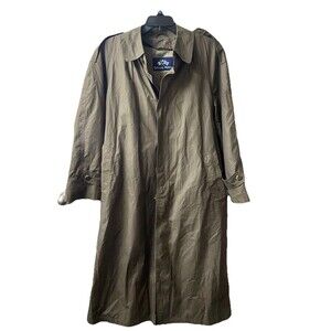 Embassy Square Trench Coat  Mens 40 R Brown Removable Wool Liner Belted Single B